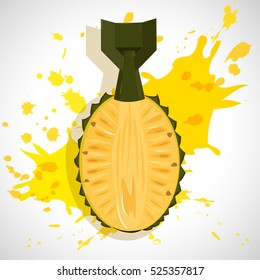 Vector Illustration. An explosion of taste. Pineapple bomb