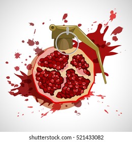 Vector Illustration. An explosion of taste. Pomegranate