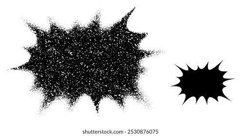 Vector illustration of an explosive burst shape with stippling texture, ideal for abstract and creative designs.