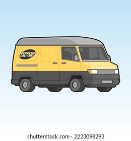 Vektorgrafik eines Express-Lieferwagens. Fahrzeugtransport einzeln.