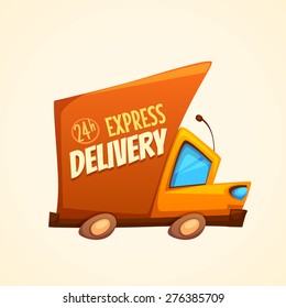 Vector illustration of express delivery truck with text.