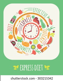 Vector illustration of Express Diet. Elements for design