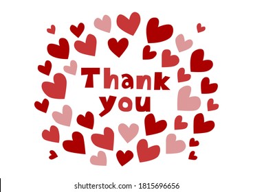 Vector illustration of express gratitude. Lots of hearts.