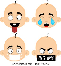 Vector illustration of expressions of a baby's face cartoon