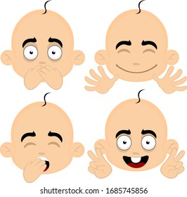 Vector illustration of expressions of a baby's face cartoon