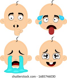 Vector illustration of expressions of a baby's face cartoon