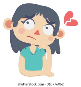 Vector illustration of a expressive cartoon girl.