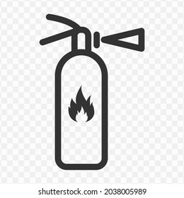 Vector illustration of extinguisher icon in dark color and transparent background(png).