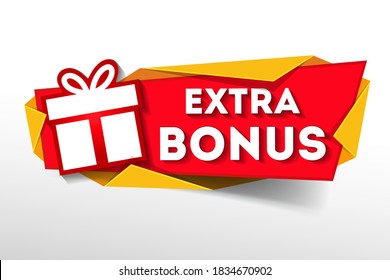 Vector Illustration Extra Bonus Banner With Gift.
