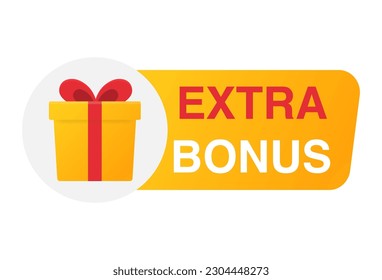 Vector illustration extra bonus banner with gift. 