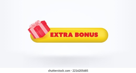 Vector Illustration Extra Bonus Label with red gift box. Modern yellow Web Banner.