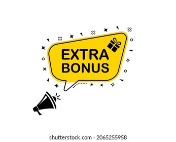 Vector Illustration Extra Bonus With Megaphone. Modern Web Banner Speech Bubble, Advertising And Marketing Sticker. 