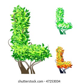 Vector illustration of an extra detailed tree alphabet symbols. Easy detachable crown. character l