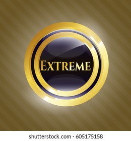 Vector Illustration of Extreme gold shiny badge in maroon color
