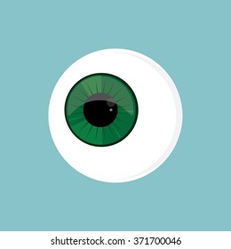 Vector illustration eye ball. Green eye. Cartoon eyeball. Eyeball flat icon