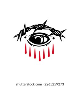 vector illustration of eye and barbed wire