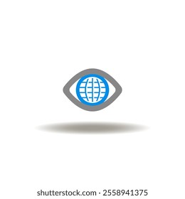 Vector illustration of eye with earth globe. Symbol of climate action. Icon of planet save.