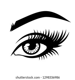 Vector illustration of eye with eyelashes for beauty salon, lash extensions maker. 
