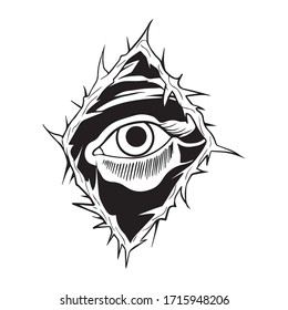 vector illustration of eye graphic design, art sketch sketch, wisdom icon, logo, face element, use in print, hand draw