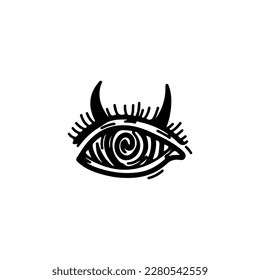 vector illustration of an eye with horns