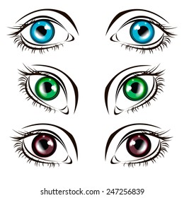 vector illustration eye human black eyeball look