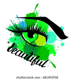 vector illustration eye human black eyeball look white eyesight vision see