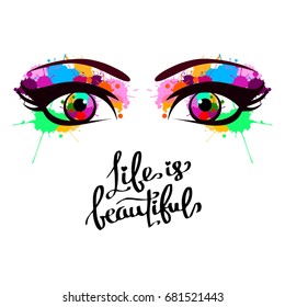 vector illustration eye human black eyeball look white eyesight vision see
