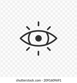 Vector illustration of eye icon in dark color and transparent background(png).