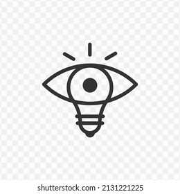 Vector illustration of eye idea icon in dark color and transparent background(png).