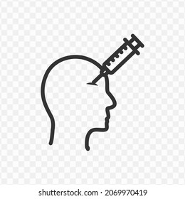Vector illustration of eye injection icon in dark color and transparent background(png).