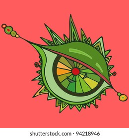 Vector illustration, eye with mountains, abstract concept.