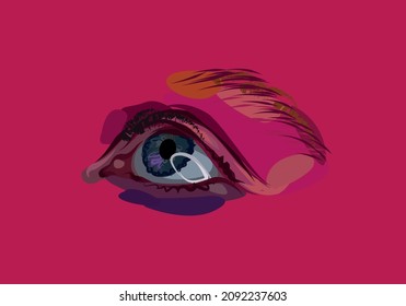 Vector illustration. Eye on a pink background	
