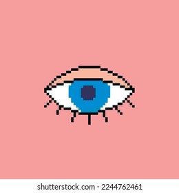 Vector illustration of the eye in pixel graphics