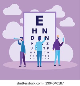 Vector Illustration. Eye Test Chart Concept. Flat Design Can Use For, Landing Page, Mobile App, Poster, Banner, Flyer, Template, UI, Web. 