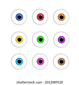 Vektorgrafik eines Augeballs mit bunten Reisen auf weißem Hintergrund