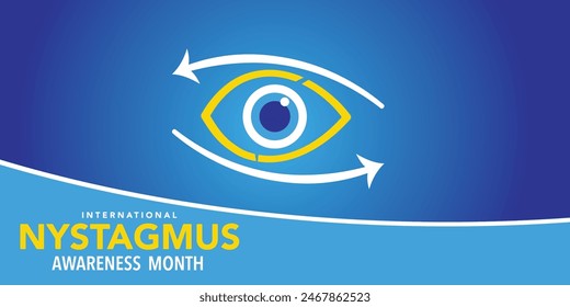 Vector illustration of eyeball moving left and right, as background image, banner, poster or template, International Nystagmus Awareness Day. International Nystagmus Awareness Day Vector illustration
