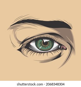 vector illustration of eyeball on his face