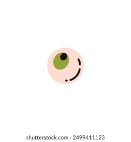 Vector illustration of an eyeball on an isolated background. This design element has a flat cartoon style and is perfect for a Halloween or zombie eye theme.