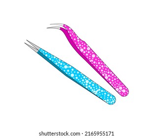 Vector illustration of eyelash extension tweezers on white background.