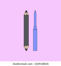 Vector illustration of eyeliner pencil. Beauty products and online shopping. Korean cosmetics. Can be used as illustration in magazine, banner, social media, highlights, web design. Makeup concept.