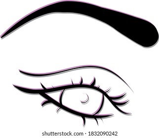 vector illustration of eyes and eyebrows. linear drawing symbol for beauty services.