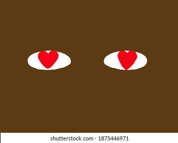 ilustración vectorial de ojos con corazones dentro