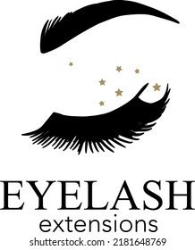 Vector illustration of eyes with long eyelashes. For beauty salon, eyelash extension master.