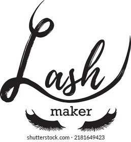 Vector illustration of eyes with long eyelashes. For beauty salon, eyelash extension master.