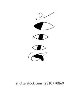 Vector illustration eyes with mouth with toung, character. Sticker for print