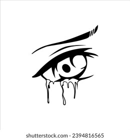 vector illustration of eyes shedding tears