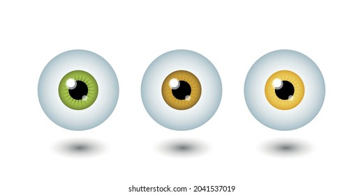 Vector illustration of eyes, yellow, brown and green. Halloween stickers