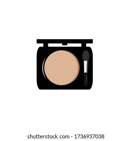 Vector illustration with eyeshadow and brush. Professional cosmetics. Eyeshadow in a black box. Decorative cosmetics.