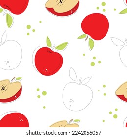 Vector illustration for fabric or packaging with red apples.