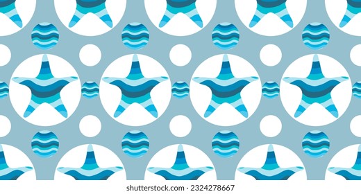 Vektorgrafik-Stoffmuster nahtlos von süßen bunten Sternfisch für Sommermode, Stoffmuster , Tapete, Wickelpapier, Textilien, Schwimmbekleidung.